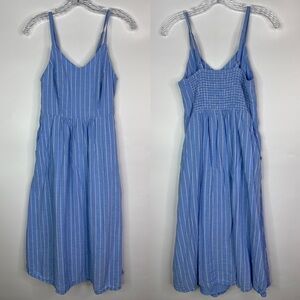 Old Navy Blue White Striped Spaghetti Strap Sun Dress With Pockets Size XS